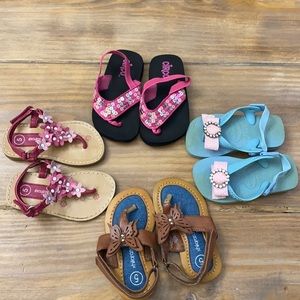 Havaianas, xhiliration, Oshkosh and Circo toddler girl sandals size 5.